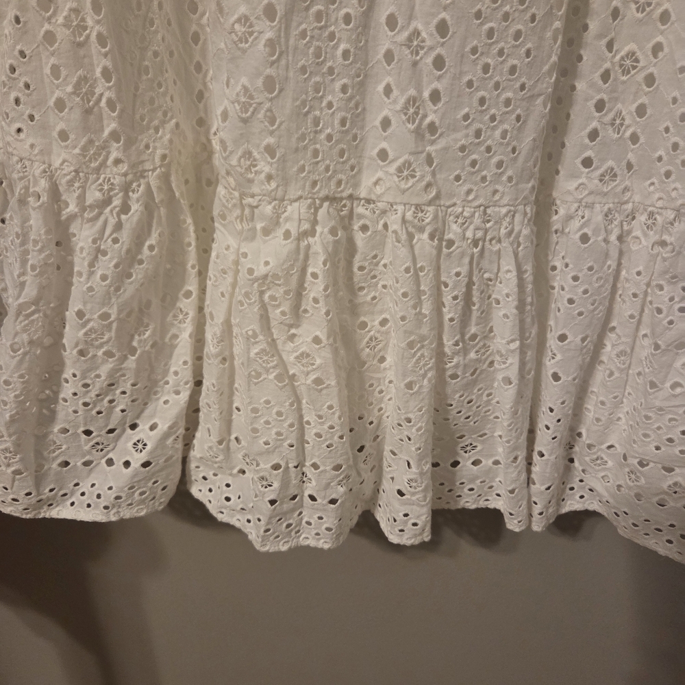 J. Crew Womens White Lace Teird Eyelet Midi Dress SZ 4 Coastal Preppy NWT - Picture 6 of 8